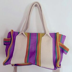 NWT Urban Outfitters BDG Serena Mesh Mini Tote Bag in Purple Beige Yellow